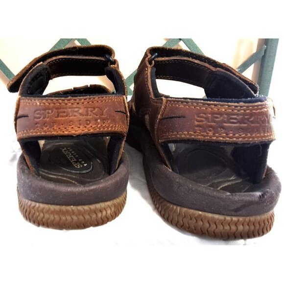 Sperry Top Sider Men's 7M Brown Leather Sandals Hook & Loop Closure - Picture 3 of 10